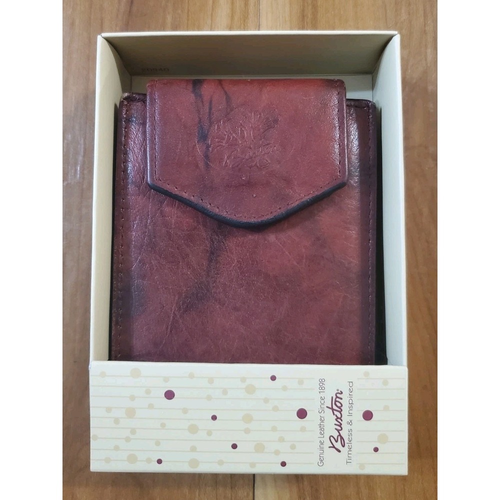 Buxton Women's Wallet Billfold Julia Buxton Co. Heiress Red Leather with Box